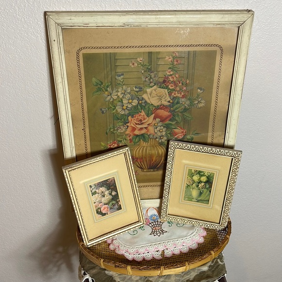 Vintage Antique Lithograph Floral Gallery Wall Set of 3 - Picture 2 of 12